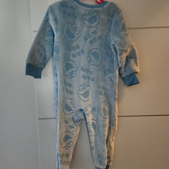 Sesame Street Cookie Monster Soft Blue Sleeper Pajamas Baby Toddler Size 3T - Picture 3 of 3